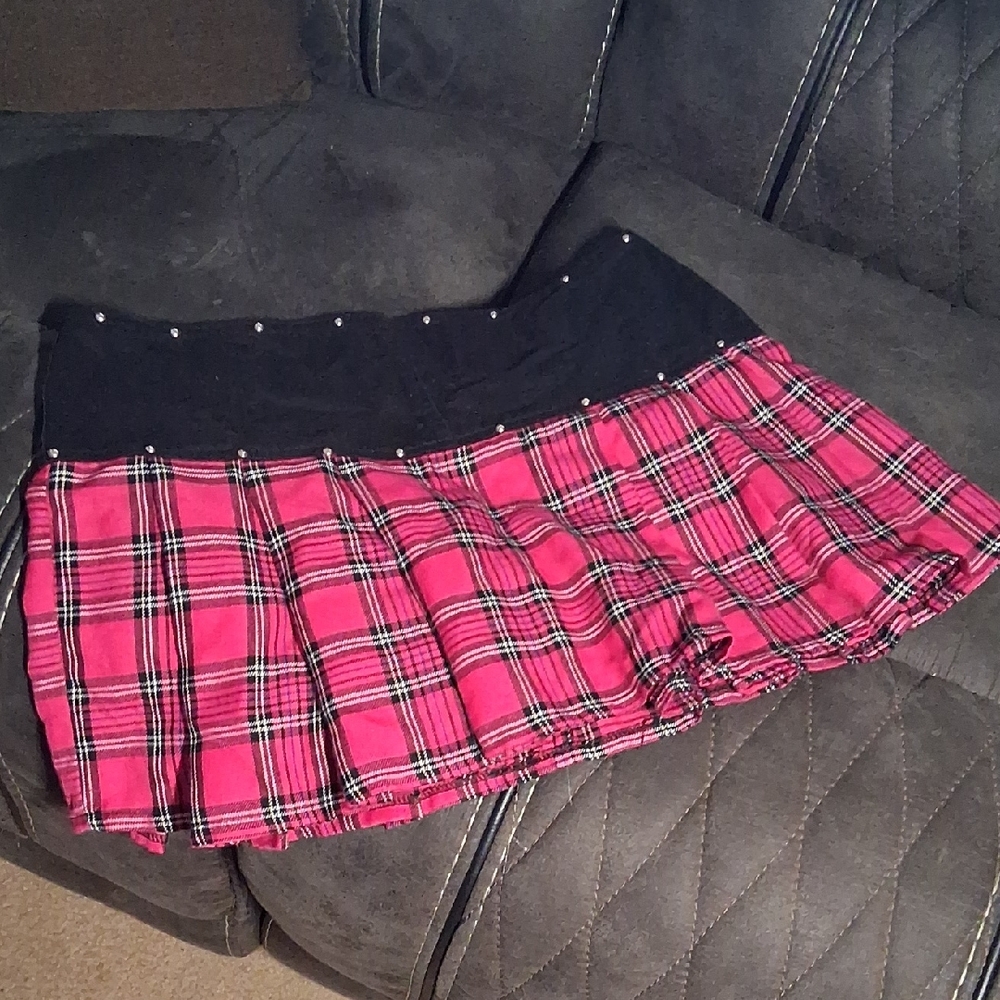 Chic Pink Plaid Mini Skirt
